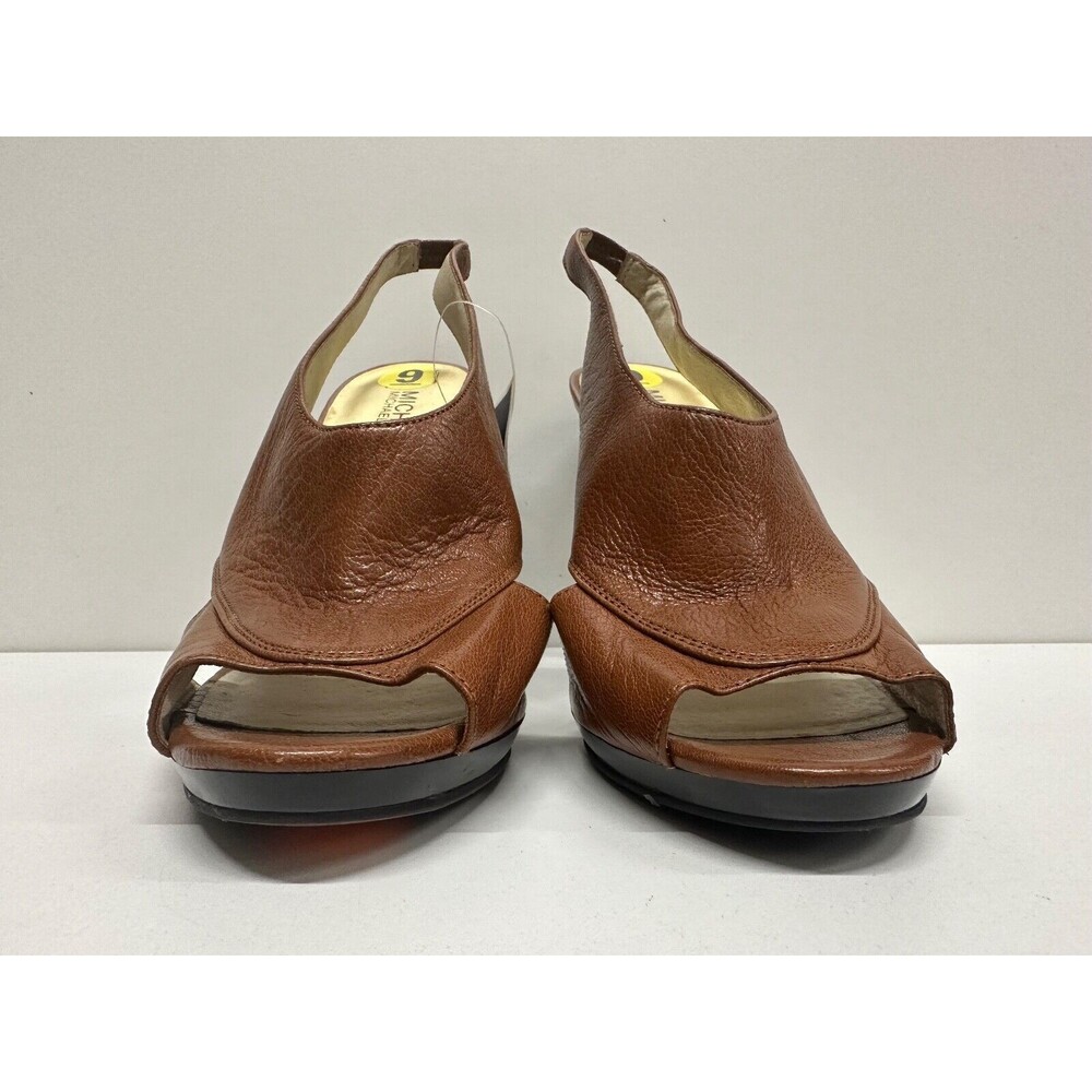 Michael Kors women size 9 M high heel brown leather slingback sandals - Picture 8 of 13